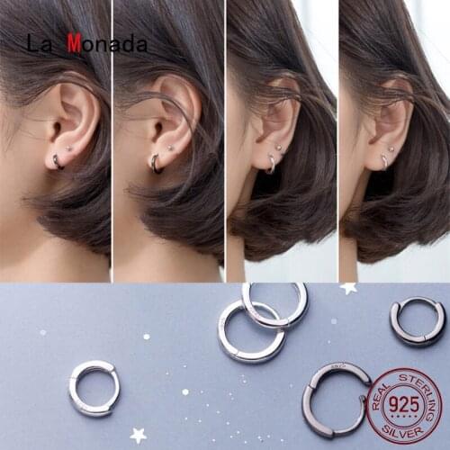 La Monada Circle Hoop Earrings For Women Silver 925 Fine Women Earrings Jewelry Minimalist Women Hoop Earrings 925 Silver Black