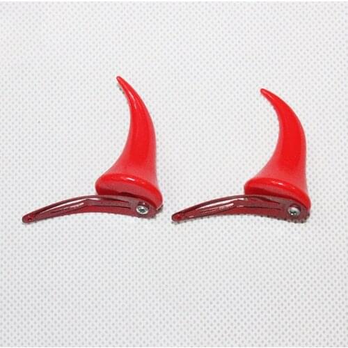 2Pcs Women Chic Halloween Stereo Devil Horns Ears Clip Hairpin Hair Barrettes Hair Accessories Fashion Hair Clips Hair Pins