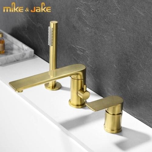 Gold brush bathroom bathtub faucet basin tap cold and hot water tap bathroom mixer chrome waterfall bathroom bathtub faucet suit