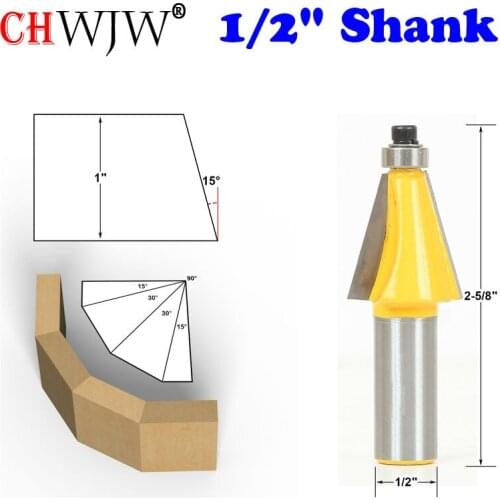 1pc 15 Degree Chamfer & Bevel Edging Router Bit - 1/2" Shank - Chwjw 13903 woodworking cutter woodworking bits
