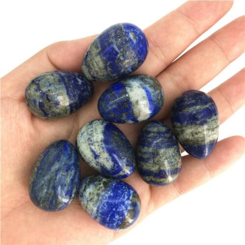 1pc Natural Lapis Lazuli Quartz Crystal Egg Shaped Massage Healing Stones Specimen Natural Quartz Crystals
