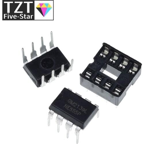 10Pcs , (5 Each) NE555 NE555P IC 555 Timer Programming Oscillator Chip & 8 Pin DIP Sockets