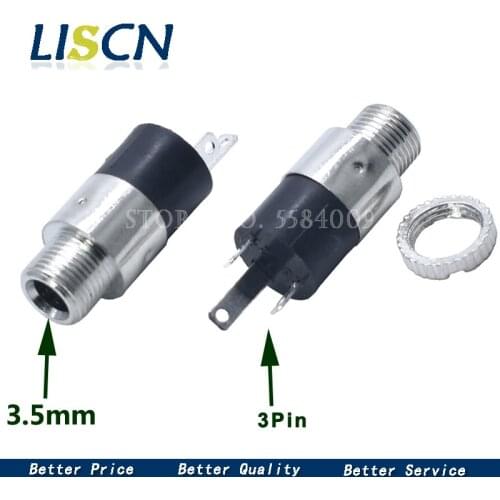 10Pcs PJ392 3.5MM Stereo Female Sockect Jack with Screw 3.5 Audio Headphone Connector PJ-392 Cylindrical Socket