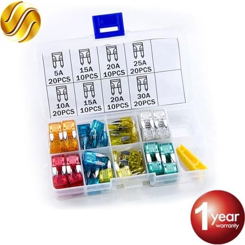 120PCS Car MINI Fuse 5A 10A 15A 20A 25A 30A Amp with Box Clip Assortment Auto Blade Type Fuses Set Vehicle Boat Truck SUV