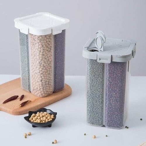 2/4 Grids Household Transparent Lid Sealed Jar Food Storage Can Bottle Container