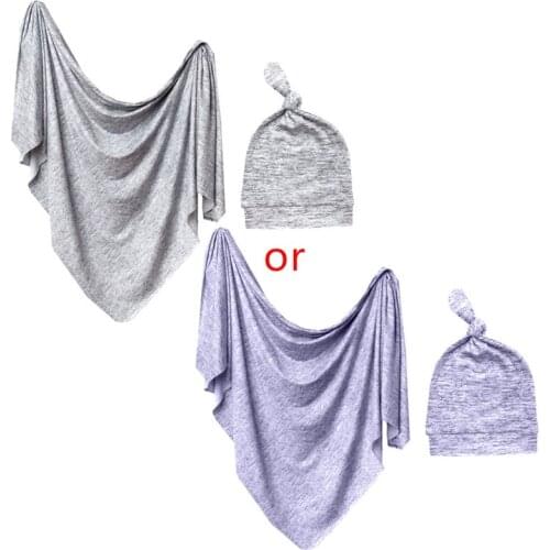 Soft Baby Photo Wraps With Hat 2pcs Sets Newborn Boys Girls Photography Swaddle Blanket Infant Picture Props Accessories