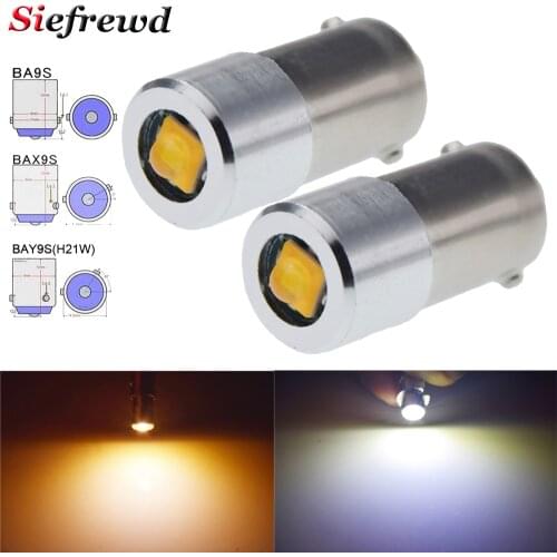 2 X H21W T4W BA9S LED Bulb BAX9S BAY9S H6W 4.8V 6V 12V 24V DC Car Rear Fog Lights Warm/White 3W Auto Backup Parking Reverse Lamp