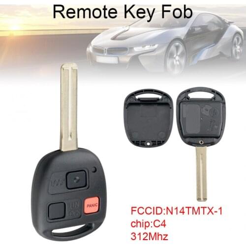 312Mhz 3 Buttons Black Car Remote Key Fob with ID4C Chip N14TMTX-1 Fit for Lexus RX300 1999-2003