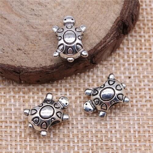 36pcs 14x9x7mm antique silver Tortoise Big Hole Bead charms diy retro jewelry fit Earring keychain hair card pendant