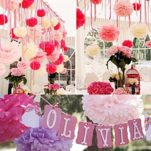 5PCS 12inch(30cm) Tissue Paper Flower Poms Paper Flower Ball Pompom Home Garden Wedding Birthday Wedding Decoration DIY supplies