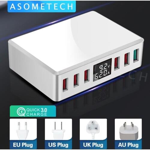 6 Ports Quick Charge 3.0 USB Charger Adapter Digital Display USB Charger Fast Phone Charger For iPhone samsung S10 xiaomi huawei