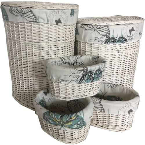 Large Willow Laundry Baskets Wicker Storage Basket lining For Sundries Clothes