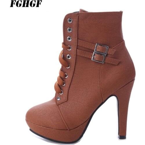 35 - large size 43 Autumn and winter boots for women High-heeled Martin boots for women Female short boots Leisure female boot