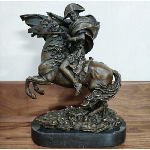 30CM Napoleon Bonaparte Bronze Statue Riding Horse French Famous Emperor Sculpture Collectible Art Home Decoration