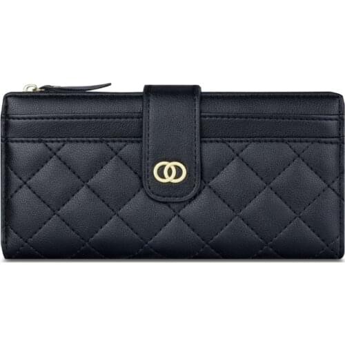 Fashion Long Multi Card Slots Wallet For Women PU Leather Slim Credit Card Holder With Zipper Coin Pocket Female Clutch Purse