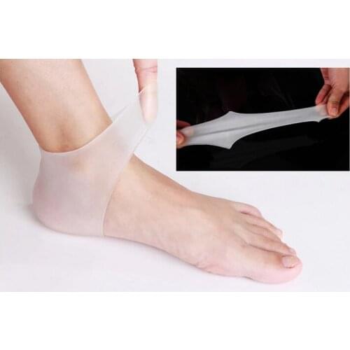 Relieve heel pain elastic silicone heel protector mat for prevention heel crack heel cover socks as wearproof cleft foot cushion