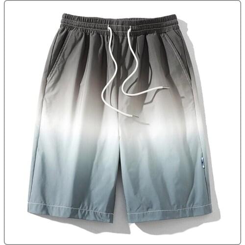 Urban Menswear|2021 Summer Trend Korean Gradient Loose Mens Beach Pants Tether Couple Shorts Men