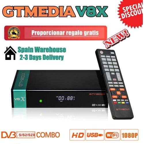 Hot sale Gtmedia V8X Satellite Decoder Gtmedia V7 S2X DVB S2X Built in Wifi Same as Gtmedia V8 NOVA V9 Super H.265 1080P No app