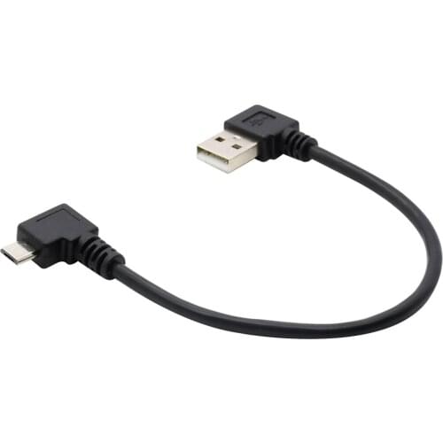 Qywo 20cm Micro USB cable 90 degree angle USB 2.0 Male to right angle Micro USB male data cable for mobile phone and tablet