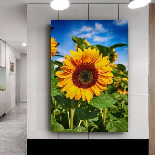 Sunflower pictures antique home wall decoration pictures for living room kitchen landscape decoration poster sunflower art