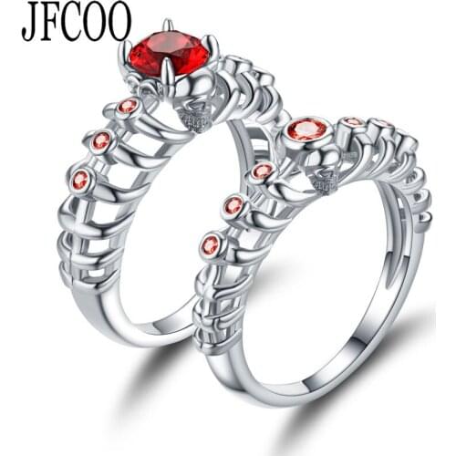 Skull Ring European and American Punk Womens Red crystal skull jewelry