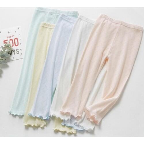 Summer Girls' Calf-Length Leggings New Korean Childrens Cotton Breathable All-Match Casual Pants WTP17