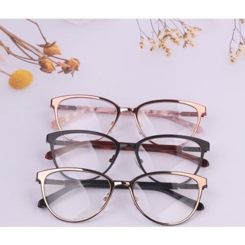 Hot Mix wholesale promotion high quality women glasses cat presbyopia frames montures black gold full rim lunette de vue femme