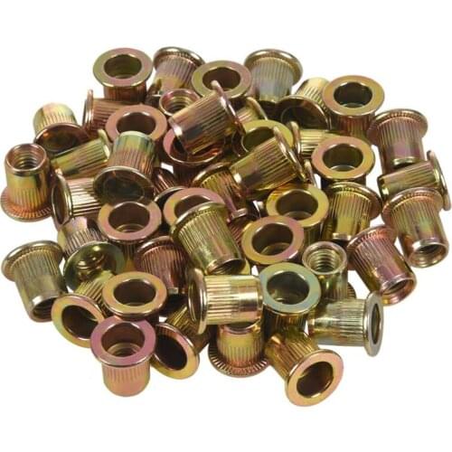M6x12mm Flat Head Threaded Rivet Nut Insert Nutsert Fasteners 50 Pcs CNIM Hot