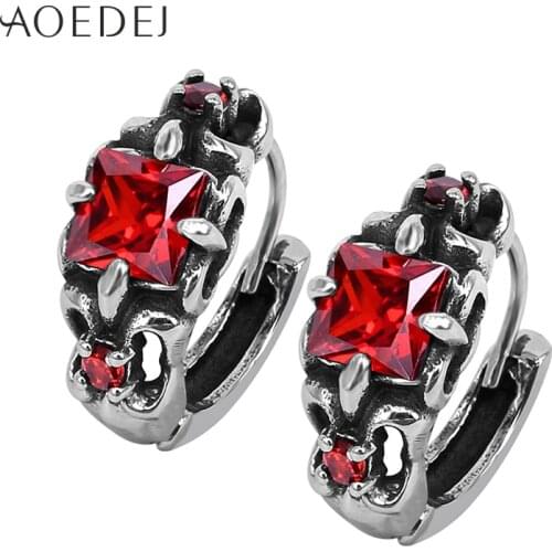 AOEDEJ 4 Colors Rhinestone Hoop Earrings Stainless Steel Men Earrings Hip Hop Circle Earrings Crystal Rhinestone Vintage 12mm