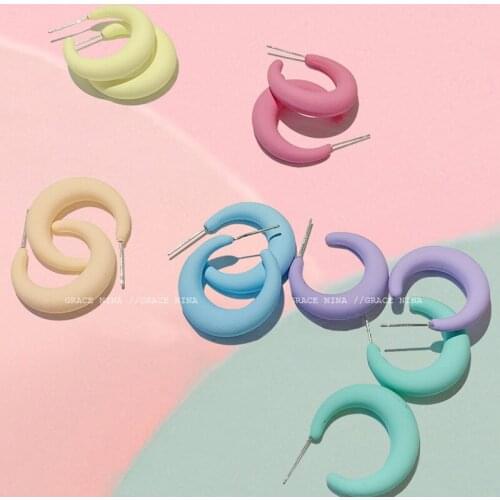 2021 New Womens Trendy Candy Color Earrings Acrylic Geometry Ear Pendants Fashion Women Jewelry Accessories Best Summer Gift