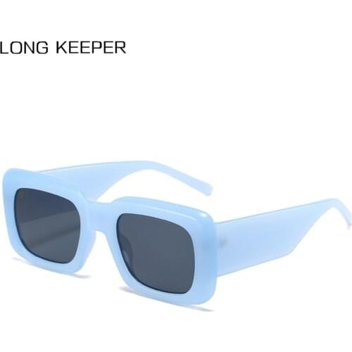 LongKeeper Fashion Square Sunglasses Women Luxury Brand Designer Gradient Sun Glasses For Men Driving Eyewear Blue Black Glasses