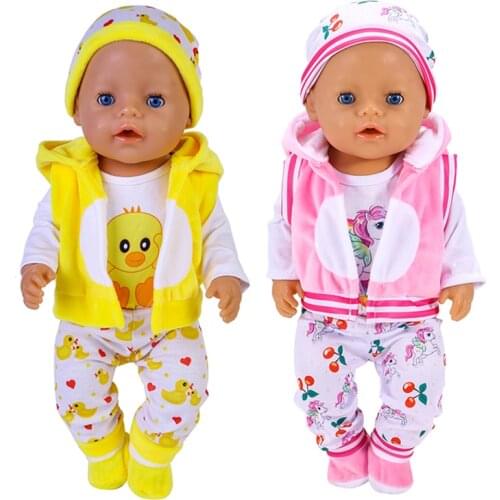 Doll Clothes 43 cm Warm Wool Jumpsuit With Hat And Socks for 18Inch Baby Born Fashion Birthday Gift Doll Customizing Supplies