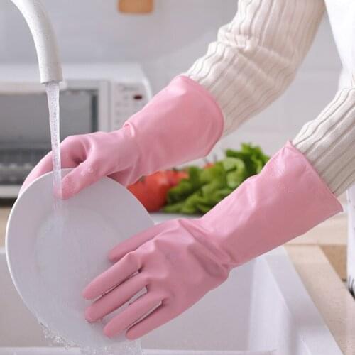 Durable kitchen dishwashing gloves women men household chores rubber leather waterproof cleaning household gloves