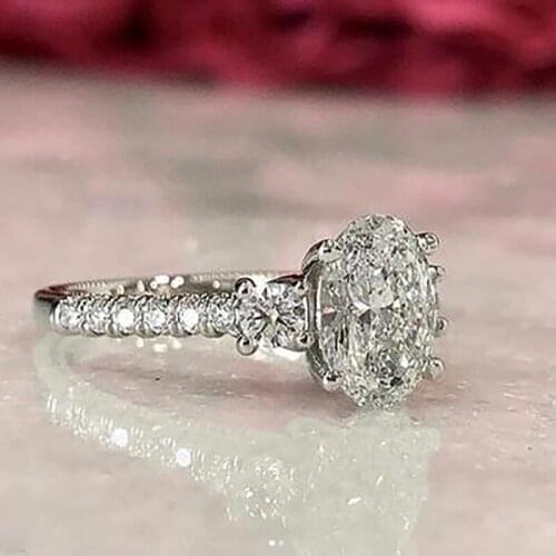 Simple Cubic Zircon Wedding Party Rings for Women Girl Jewelry Gift 925 Silver Crystal Proposal Finger Temperament Rings