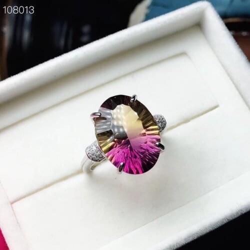 Rare color gemstone, natural amethyst lady ring, 925 silver, novel craftsmanship, beautiful colors
