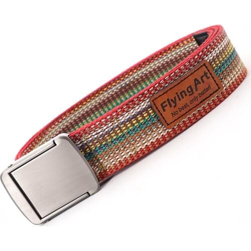 New Men&women Rainbow Leisure Belts Fashion Youth Sports Joker Color Jeans Accessories Metal Smooth Buckle Outdoor Canvas Belts