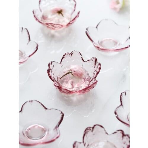 Pink cherry hammer mesh cherry flavor dish sauce dish pink creative glass small dish vinegar dish