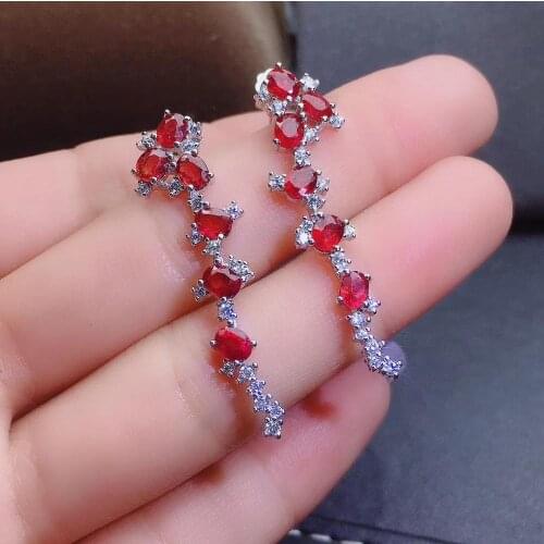 100% Natural And Real Ruby Earring 925 sterling silver Fine jewelry For men women Earring