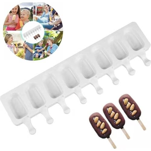 4 Hole Silicone Ice Cream Mould Ice Cube Tray Popsicle Barrel Diy Mold Dessert Ice Cream Mold With Popsicle Stick 2021 New red