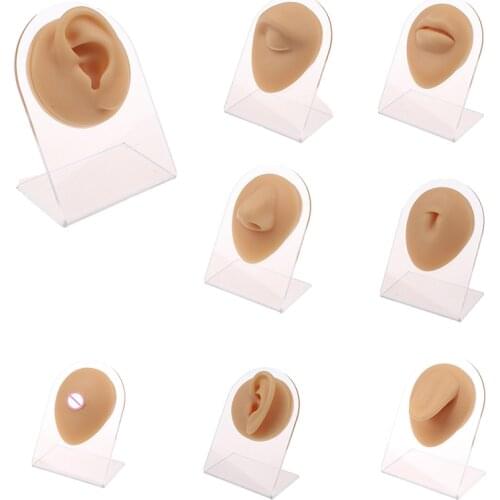 1Pcs Silicon Ear Eye Nose Mouth Tongue Navel Piercing Model Press Needle simulation display Piercing Tool Jewelry