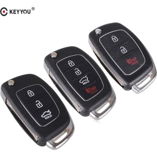 KEYYOU 10X For Mistra Hyundai HB20 Santa Fe IX35 IX45 Accent Verna 3/4 Buttons Flip Folding Remote Key Shell Case Uncut Blade