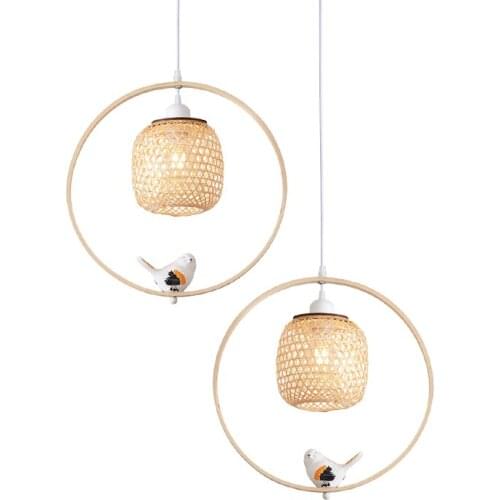 Modern Simple Bird Lamp Bamboo Art Lampshade Pendant Lights LED Living Room Decoration Restaurant Indoor Lighting Pendant Lamp