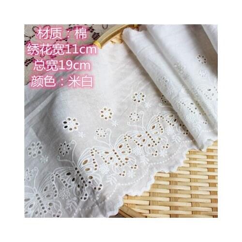 Super Widely 43cm White/Beige Cotton100% Cloth Embroidered Lace Trim DIY Accessories Lace Fabric Width 43/28/26/19 cm 3Yds/lot