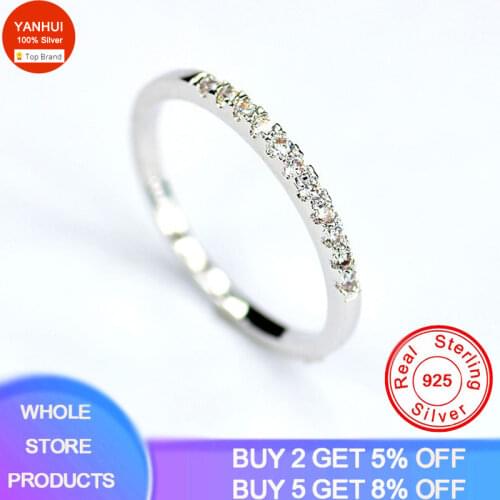 Silver 925 Rings for Women Slim Stacking Rings With Certificate Wedding Band Eternity Stacking Ring Finger Jewelry Girl Gift