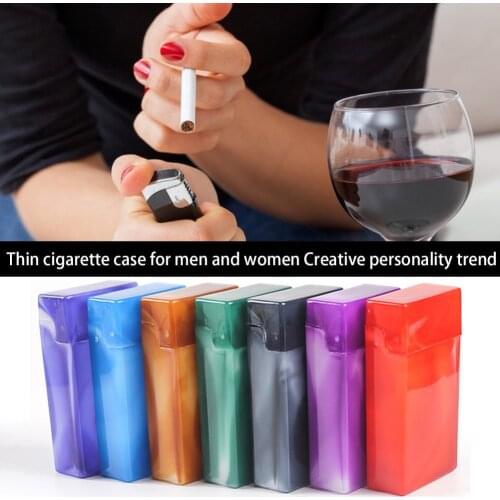Lengthened Cigarette Case With Compartments Plastic Cigarette Box Multi-function Cigarette Lighter Storage Box Random Color