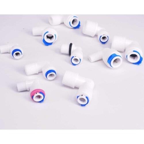 RO Water Fit Tube OD 1/4" 3/8" - Thread 1/8" To 1/2" BSP Male Elbow Connector Fitting Reverse Osmosis Drinking Purifier
