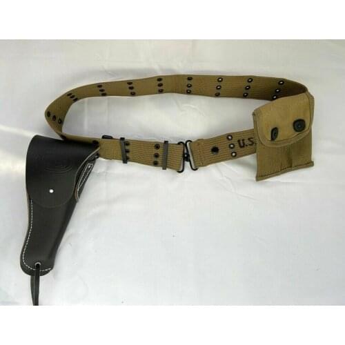 MILITARY WW2 US ARMY EQUIPMENT BELT 1911 Black HOLSTER & AMMO POUCH armyshop2008