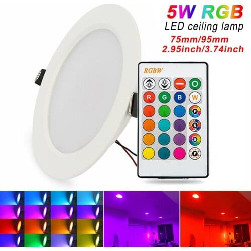 5W RGB LED Ceilling Light AC85-265V 16 Colors Mode Indoor Remote Control Recessed Downlight Lamp for landscape KTV Living Room