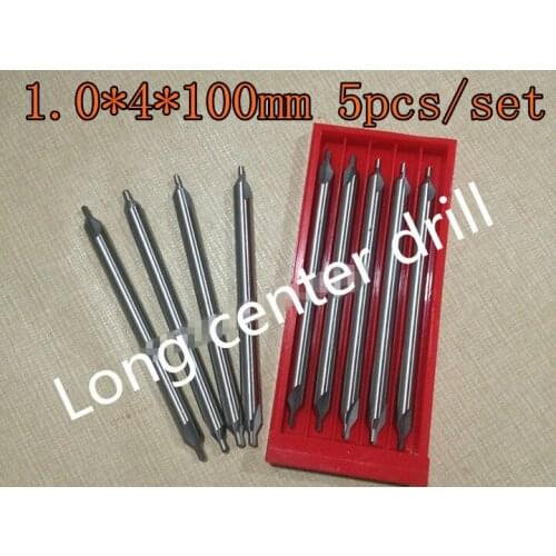 1.0*4*100mm 5pcs/set 4mm petiole 60 degrees High quality HSS Long center drill Pilot drill Free shipping