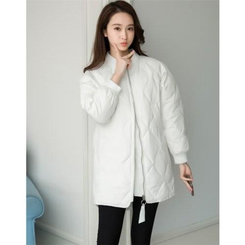 2021 Autumn Winter Women Casual Loose Baseball Coat Slim Warm Thicken White Duck Down Jacket Parka Female Long Down Outwears